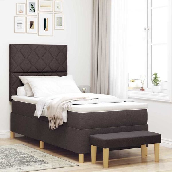 vidaXL Boxspringbett mit Kissen Dunkelbraun 200 x 100 cm Stoff 3344355