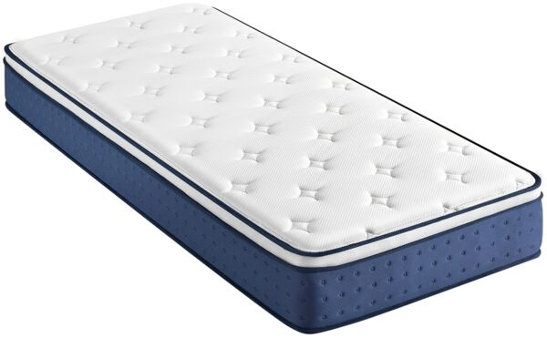 VASAGLE Federkernmatratze 90 x 200 x 20 cm, Gel-Memory-Schaum, mittelfest, 7-Zonen, Schlafzimmer, atmungsaktiv, blau