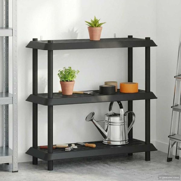 vidaXL Regaleinheit 3 Ebenen 100 x 40 x 96 cm PP Anthrazit 8011744