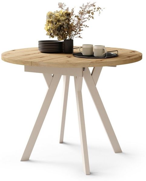 designimpex Esstisch Design Esstisch Almo ausziehbar 90 cm bis 145 cm rund Esszimmer Tisch, Esstisch, Esszimmertisch, Tisch, Ausziehtisch, Küchentisch, Esszimmer