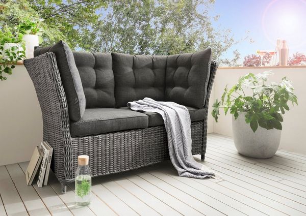 Destiny Gartenlounge-Bank PALMA, Aluminium, Polyrattan, 2´er Bank, inkl. Auflagen