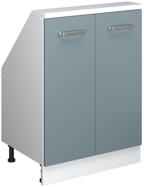 Küchenschrank für Dachschrägen R-Line Blau-Grau 60 cm mit 2 Türen Vicco