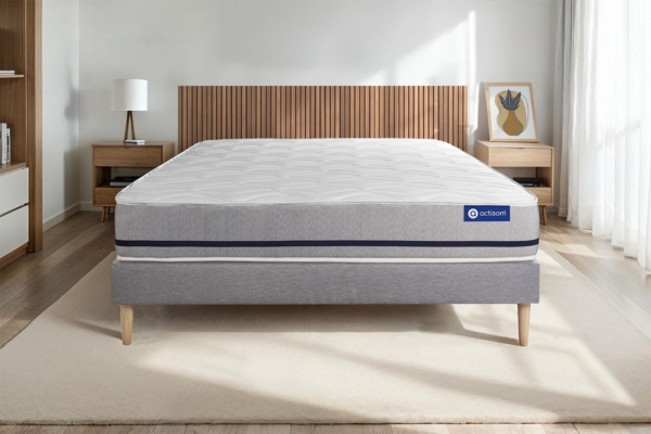 Actilatex soft matratze 120x195 cm + Bettgestell mit lattenrost - Dicke : 20cm - Latex und Memory-schaum - H3