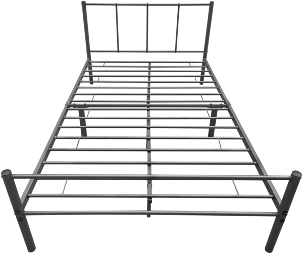 en.casa Laos Metallbett, Doppelbett 140x200 cm, dunkelgrau, mit Matratze und Lattenrost Bild 4