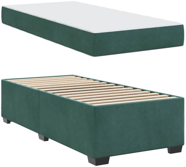 vidaXL Bettgestell mit Matratze Dunkelgrün 100 x 200 cm Samt 3399275 Bild 4