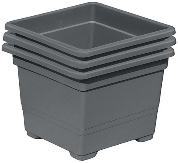 Gartenpirat Pflanzkübel 3er Set Pflanzkasteneinsatz 32x32x26 cm Pflanzkübel Kunststoff grau