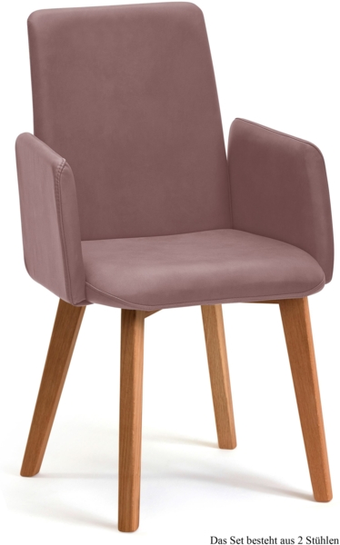 Armlehnstuhl (2er-Set) Darcie 52 x 92 x 60 Eiche geölt/Rosewood