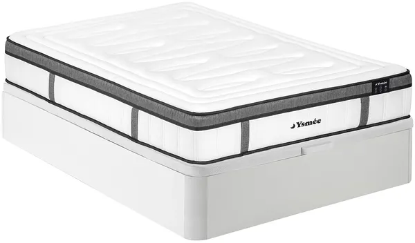 Vente-unique - OLIANE Mattress and bed base set StoffHolz, Platte Weiß - B 160 cm x H 30 cm x L 200 cm