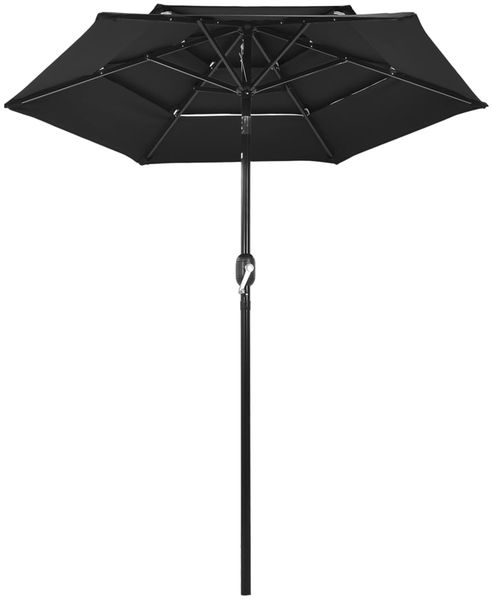 Sonnenschirm, Terrassenschirm mit Aluminium-Mast 3-lagig Schwarz 2 m