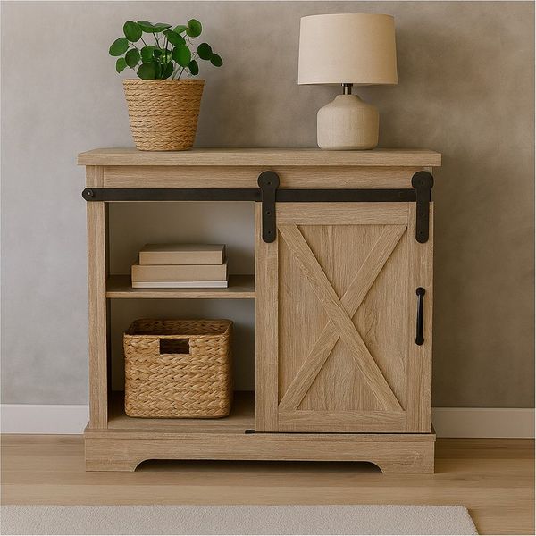 HTI-Living Kommode Kommode mit Schiebetür Thekla Landhaus Sonoma (Stück, 1 St, 1 Schrank ohne Dekoration), Sideboard Buffetschrank