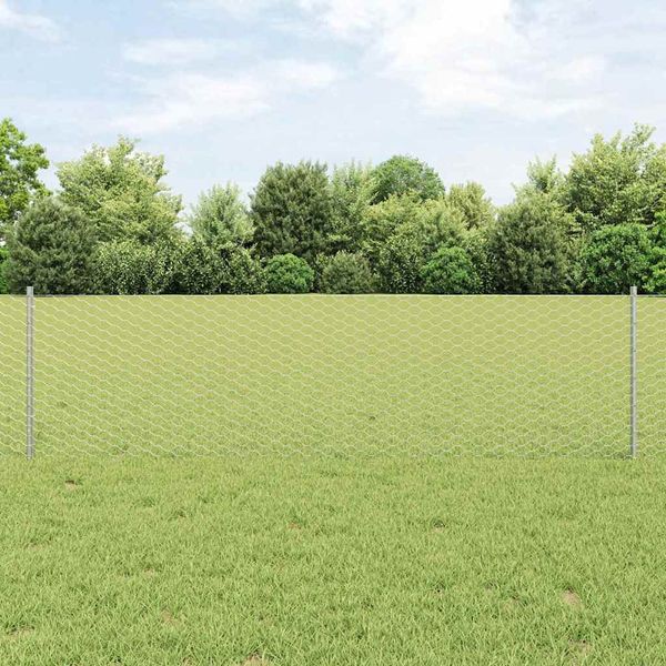 vidaXL Zaun mit Pfosten Silber 3337028