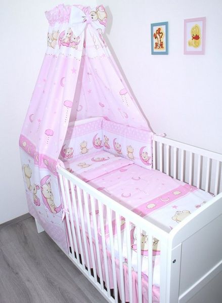 Primawela Babybettwäsche Baby Bettset- 6 teiliges Set mit Vollstoff Himmel Bettwäsche Nestchen