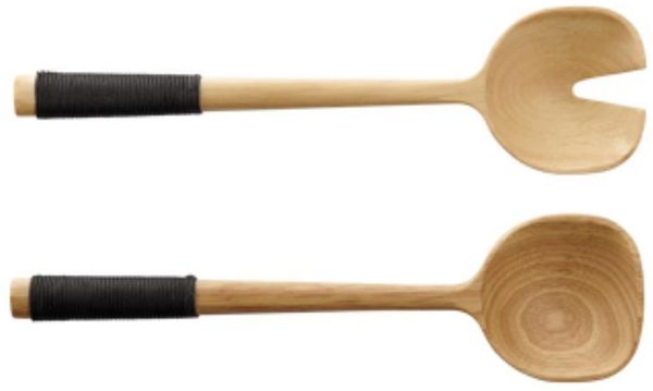 ASA Salatbesteck mit schwarzem Nylongriff wood