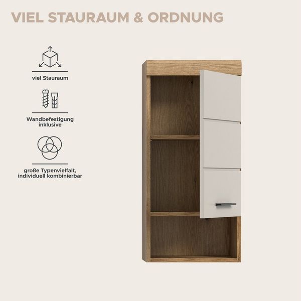 welltime Hängeschrank SIENA, Breite 37cm, 1 Tür, 1 offenes Fächer, 1 Einlegeboden, MDF-Front (1-St, TOPSELLER) in verschiedenen Farben erhältlich, Badmöbel, Badschrank, Schrank, Bad