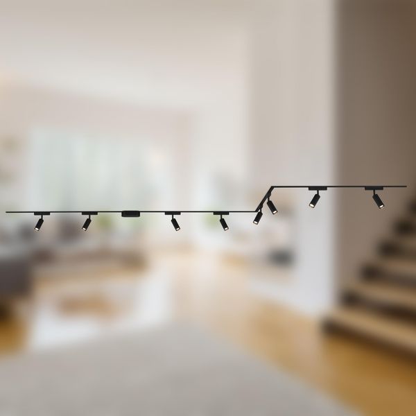 BRILONER - Schienensystem Luxtrail Komplettset, 8x LED Spots, U-Form/Z-Form, Lampen, Schwenkbar, Lichtschienensystem Decke, Strahler Schiene, Deckenlampe, Deckenleuchte, Spotlight, 5m, Schwarz