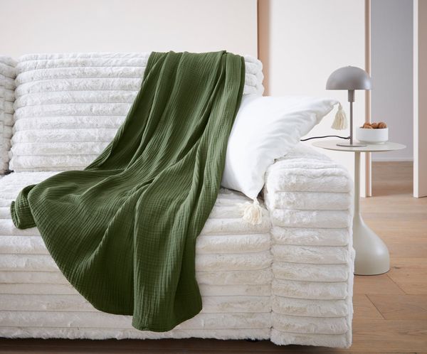 Wohndecke Hevin, LeGer Home by Lena Gercke, Tagesdecke im Baumwoll-Crinkle-Effekt, Musselin, Kuscheldecke