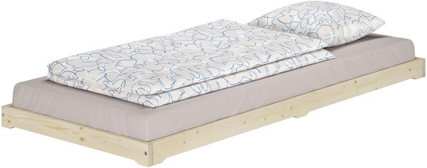 Einzelbett Niedrigbett unbehandeltes Holz 90x200 Fichte Tanne V-60.47N-09ohne Zubehör