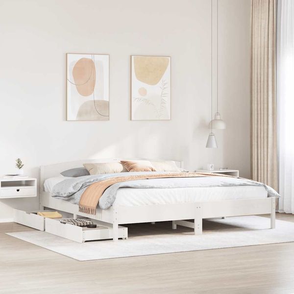 vidaXL Massivholzbett ohne Matratze Weiß 200x200 cm Kiefernholz 3301816