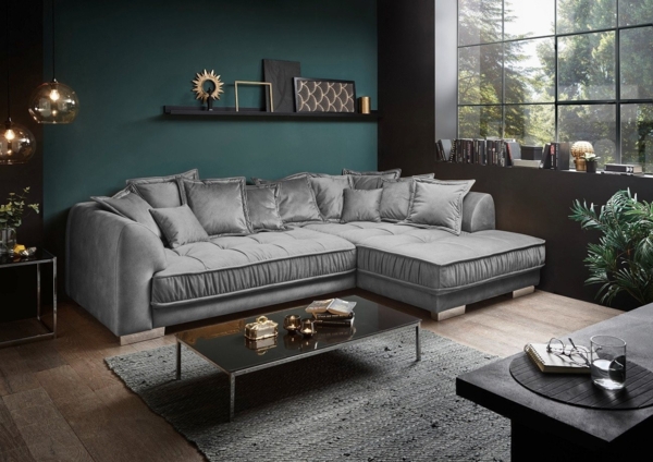 ED EXCITING DESIGN Ecksofa Pascha, Luxus-Mikrofaser mit Samtoptik, beidseitig montierbar