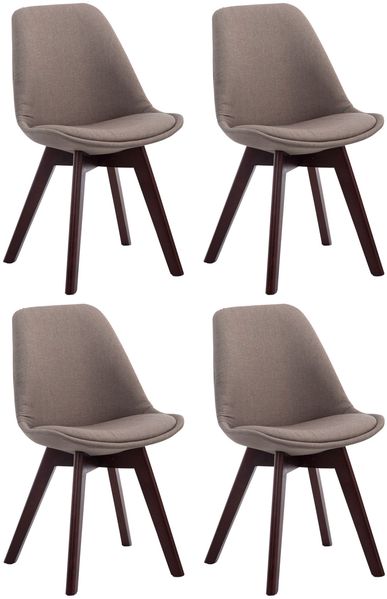 CLP 4er Set Besucherstühle Borneo V2 Stoff mit Polsterung,taupe walnuss