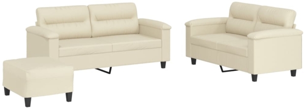 vidaXL 3-tlg. Sofagarnitur mit Kissen Creme Kunstleder 3202368