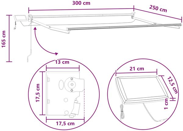 vidaXL Manuelle Gelenkarmmarkise mit LEDs Taupe 3425873 Bild 9