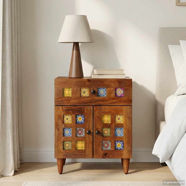 vidaXL Nachttisch Braun 50 x 33 x 60 cm Massivholz Mango 4018235