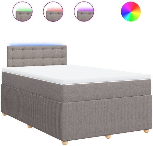 vidaXL Boxspringbett mit Matratze Taupe 120x200 cm Stoff 3289741