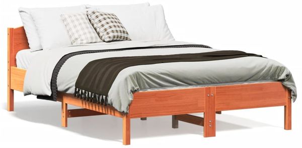 vidaXL Massivholzbett ohne Matratze Wachsbraun 135x190 cm Kiefernholz 842609