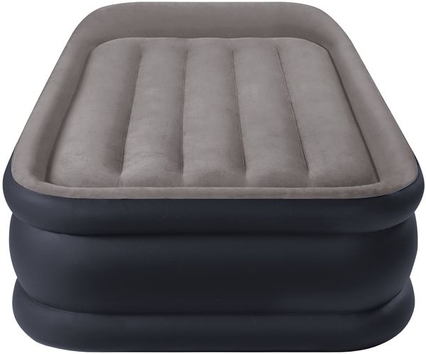 Intex Luftbett mit integrierter Luftpumpe Gästebett, Vinyl grau, 191 x 99 x 42 cm