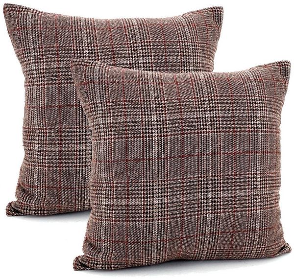 heimtexland Dekokissen 2er Set Kissenhülle Tartan kariert Schottenkaro, verdeckter Reißverschluß