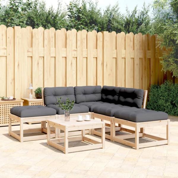 vidaXL 5-tlg. Garten-Sofagarnitur mit Kissen Massivholz Kiefer 3216960