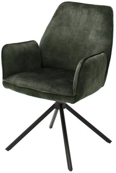 Massivart® Polsterstuhl drehbar, Esszimmerstuhl mit Armlehnen, »Ottawa«, Velouroptik • Metallgestell schwarz • mit Nivellierung