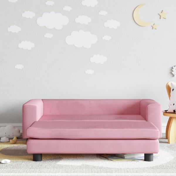 vidaXL Kindersofa mit Hocker Rosa 100x50x30 cm Samt 3196410