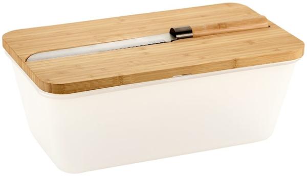 KESPER 58480 Brotbox weiß/transparent mit Schneidebrett und Messer