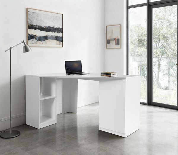 OTTO home Eckschreibtisch AVRIL, Regalschreibtisch mit viel Stauraum, Push-to-Open, Breite: 140 cm