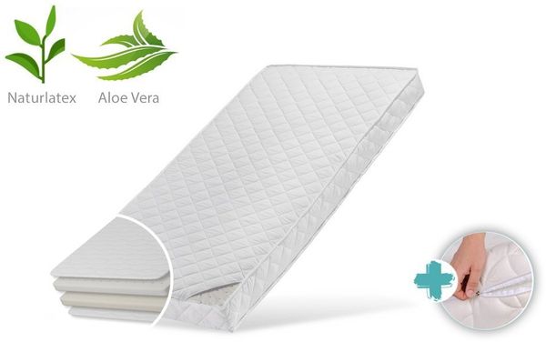 Kindermatratze LATEX DELUXE mit Aloe Vera-Bezug und zwei Härtegraden, Kids Collective, 10 cm hoch, Eco 5-zertifiziert,Naturlatex,Luxus-Matratze,Wendematratze