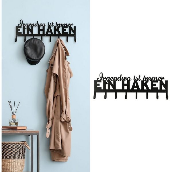 CEPEWA Garderobenleiste Garderobenleiste "Haken" 70x5x25cm Spruch 8 Haken