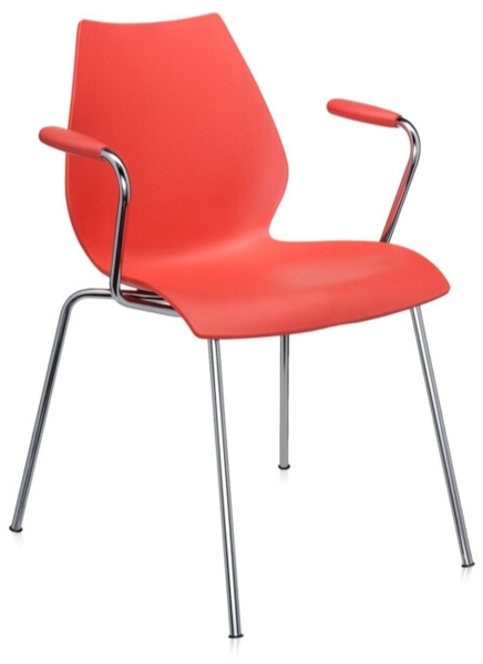 Kartell Maui Büro stuhl mit Armlehnen, Purpurrot, 2er Set