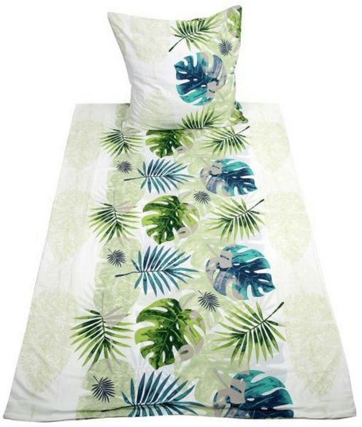 HTI-Living Bettwäsche Bettwäsche 2-teiliges Set 135 x 200 Monstera, Polyester, 1 teilig, mit Reißverschluss
