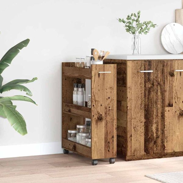 vidaXL Schrank Mit Rad Altholz 60 x 22 x 79 cm 869138