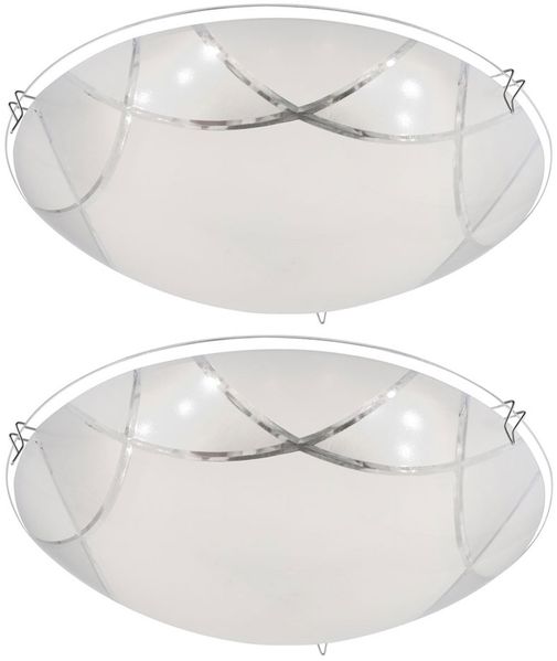 2er Set, LED Deckenleuchte, Glas, Opal gemustert, D 25 cm