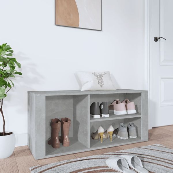vidaXL Schuhregal Betongrau 100x35x45 cm Holzwerkstoff 816924