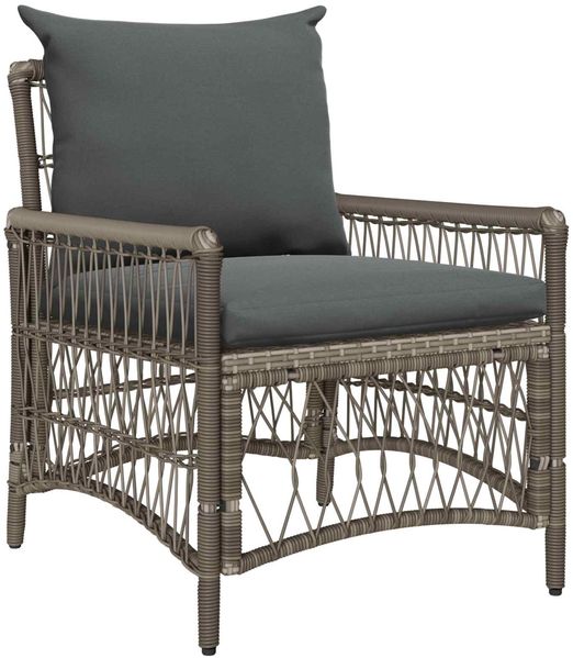 vidaXL Gartenstuhl mit Kissen Grau 73 x 61 x 77 cm Poly-Rattan 42006219