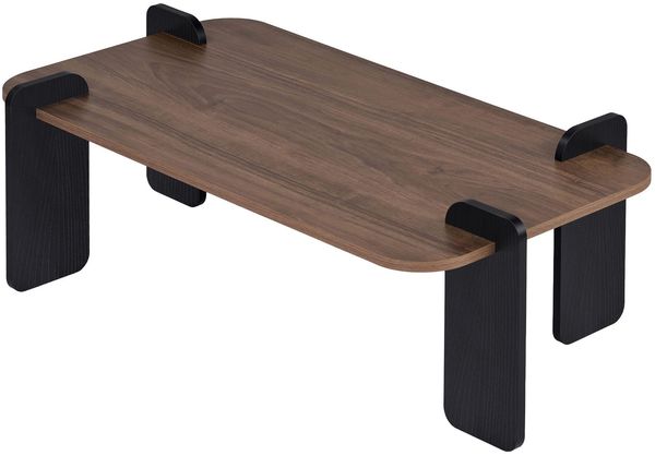 Stilvoller Couchtisch, Walnuss & Holz Schwarz, 120 x 60 x 35 cm | 100% melaminbeschichtet, 18 mm stark | Werkzeuglose Montage