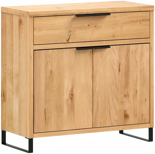 Flurkommode Wildeiche massiv 93x90x41 cm braun massivum Sydney Holzkommode Dielenmöbel Sideboard Kommode mit Türen und Schublade