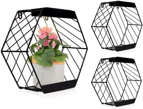 2er Set Solar Wandleuchten für Pflanzen aus Stahl Gitter in Schwarz, Höhe 25,5cm