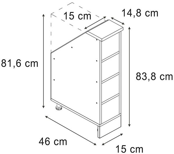 Dachschrägenschrank Rion Weiß 15 x 81.6 cm mit 4 Fächern Vicco Bild 3