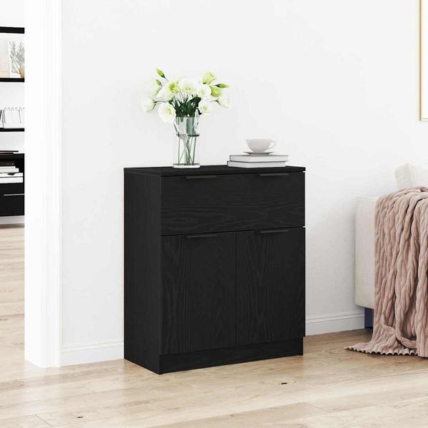 vidaXL Sideboard Schwarz Eichen-Optik 60 x 30 x 70 cm Holzwerkstoff 862738