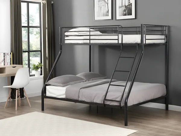 Vente-unique - ELEVATIO Bett Metall Schwarz - B 147 cm x H 163 cm x L 199 cm